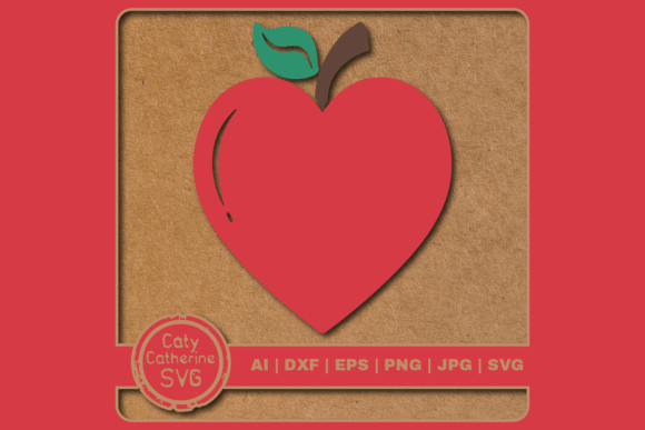 Red Apple Love Heart Teacher SVG: A Graphic Design Asset for Crafts and Local Business Branding