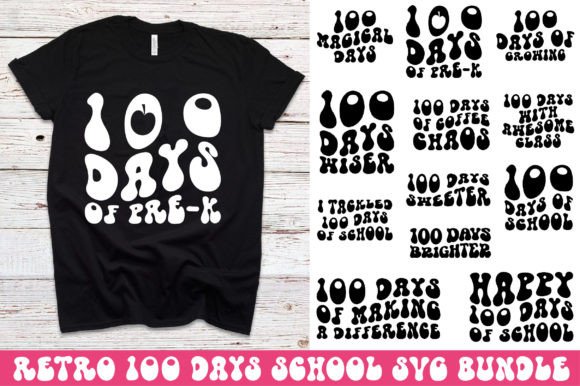 Retro 100 Days School Graphics for Crafts and Creative Publishing