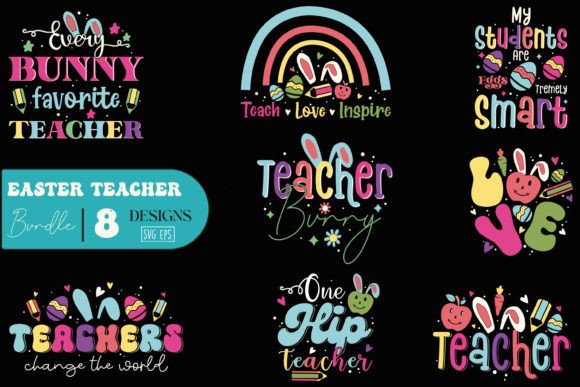 Retro Easter Teacher SVG Bundle 8 Design – A Versatile Graphics Asset for Crafts
