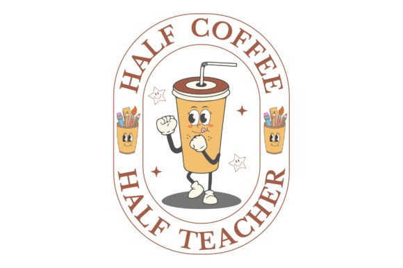 Retro Half Coffee Half Teacher SVG: A Practical Graphic Design Asset for Crafts and Merch