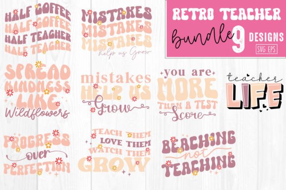 Retro Teacher SVG Bundle 9 Designs: A Graphic Asset for Crafting Success