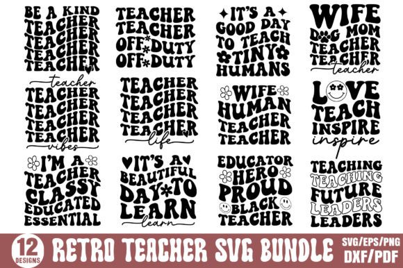 Retro Teacher SVG Bundle: A Versatile Graphic Design Asset for Crafts and Merch