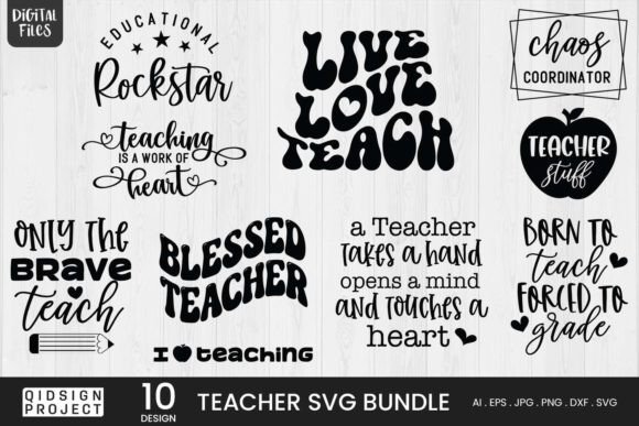 Teacher SVG Bundle 10 Variations: A Versatile Graphic Design Asset for Crafts and Branding